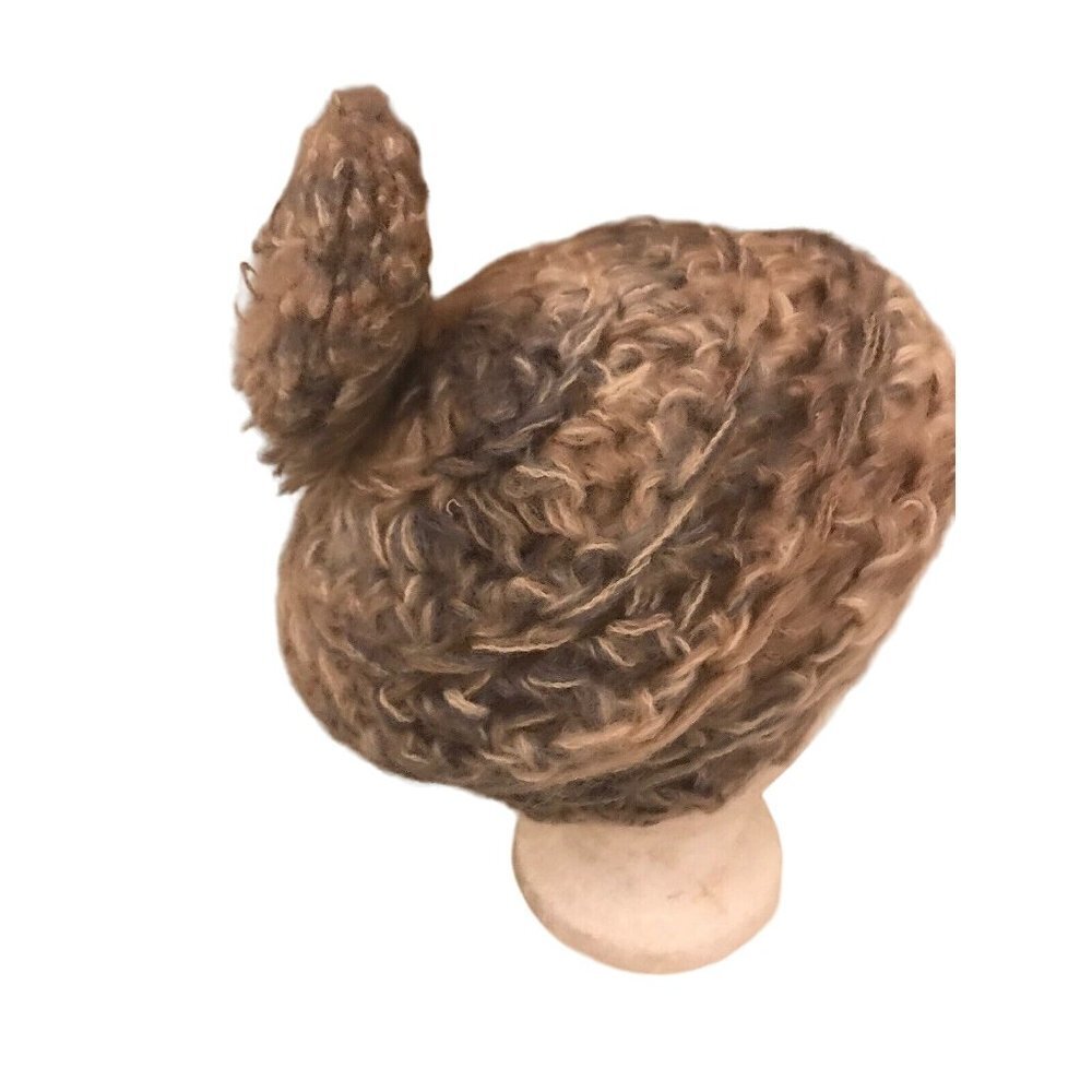 Giglio d'Oro Vintage Knit Cloche Hat Beret Made In Italy Tan Light Brown - Picture 3 of 5